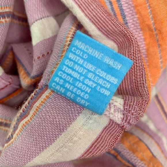 J McLaughlin Medium Striped Button Down Shirt Pink Coral Cotton - Picture 8 of 9